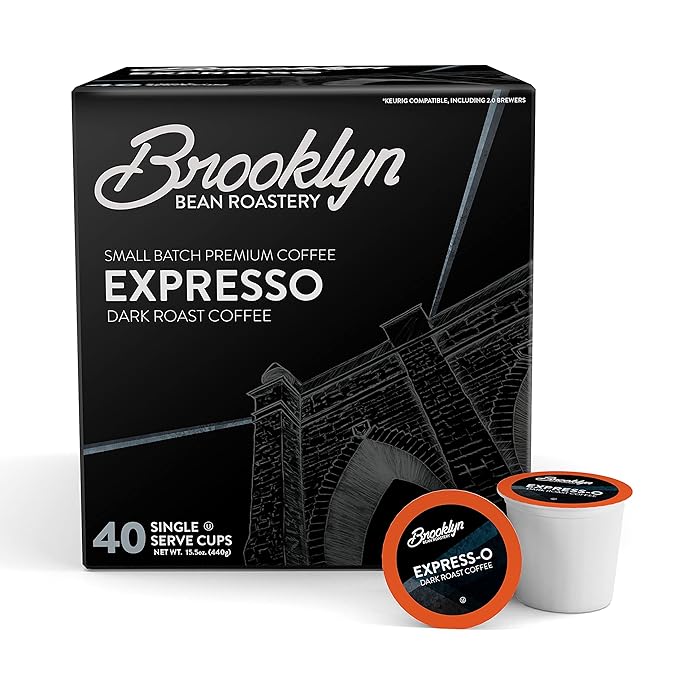 Brooklyn Beans Express-O Gourmet Coffee Pods - Compatible with Keurig 2.0 K Cup Brewers, 40 Count
