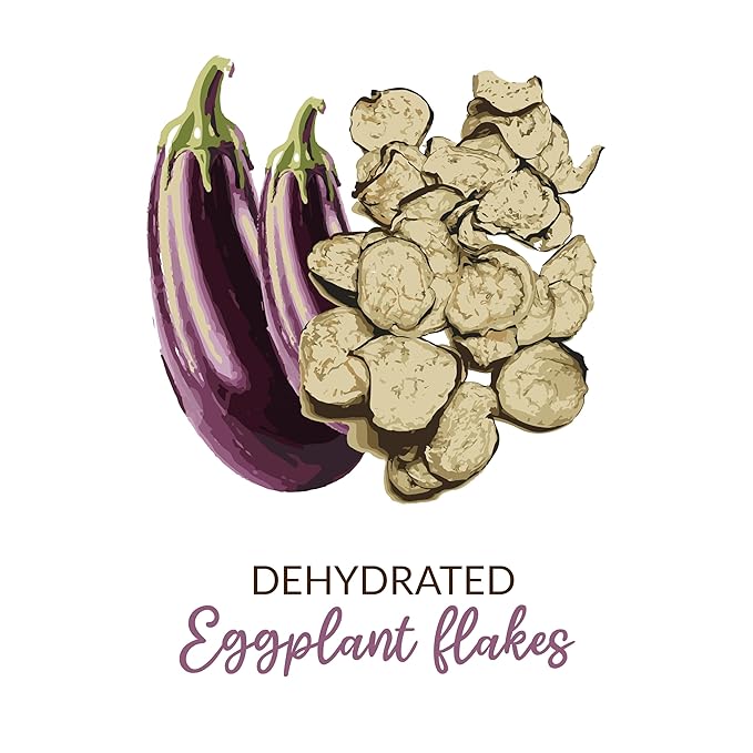 SHROOTS Dehydrated Eggplant Flakes Pure Vegetarian Gluten-Free No Added Salt Easy Cooking Machine