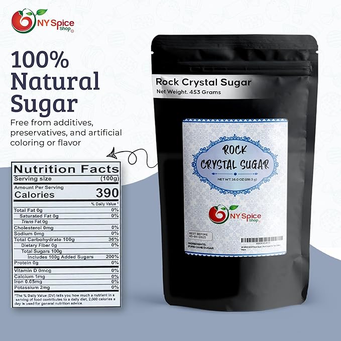 NY SPICE SHOP Rock Sugar ??1 Pound Bag Whole Rocks Candy Sugar Crystals ??Rock Candy ??Rock Sugar