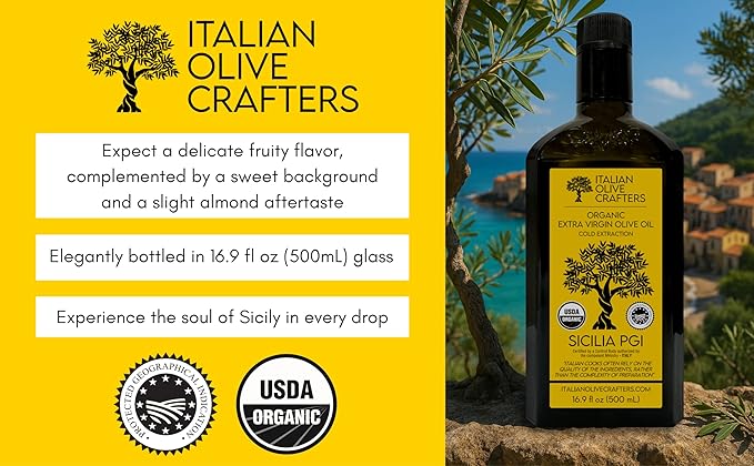 Italian Olive Crafters, Polyphenol Rich Organic Extra Virgin Olive Oil, 16.9 fl oz - Organic Olive