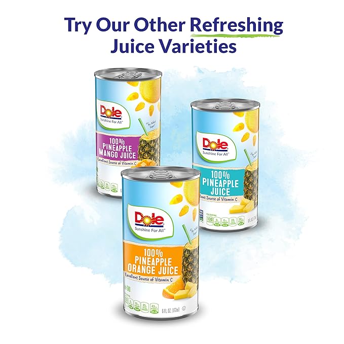 Dole 100% Pineapple Juice, 100% Fruit Juice with Added Vitamin C, 8.4 Fl Oz Cans, 24 Total Cans