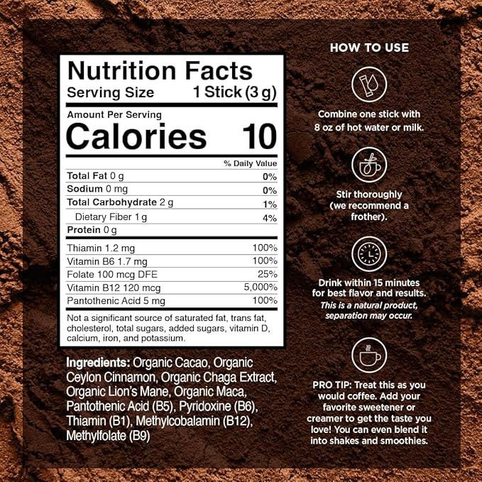 VitaCup Shroom Fuel, Mushroom Based Instant Coffee Alternative Packets, Mushroom Coffee Substitute