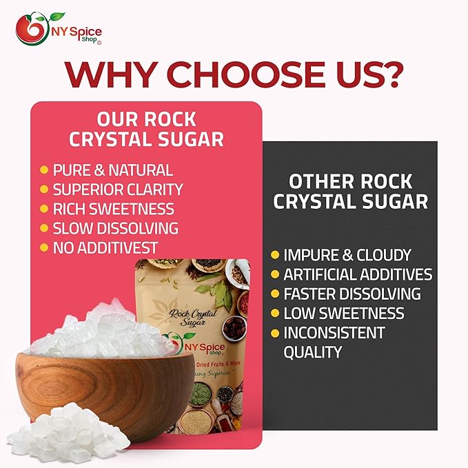 NY SPICE SHOP Rock Sugar ??3 Pound Bag Rock Candy Crystals ??Sugar Rocks Whole Crystals ??Rock