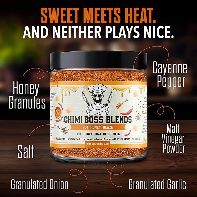 Chimi Boss Blends Hot Honey Seasoning, 6oz ??Sweet & Spicy Dry Rub for Grilling, Smoking & BBQ