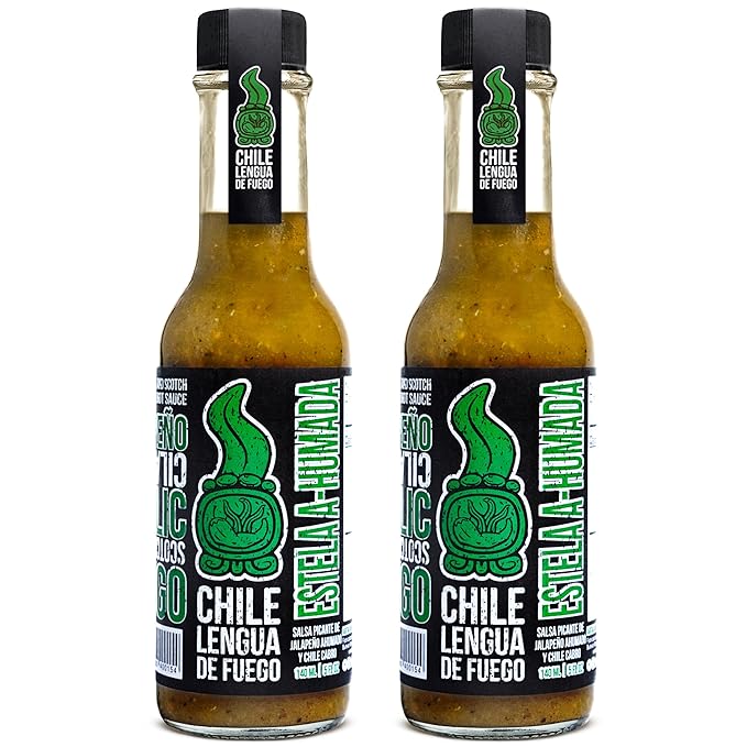 Hot Sauce | Chile Lengua de Fuego (Pack of 2, Estela A-Humada) – Medium Heat Smoky Salsa Verde with