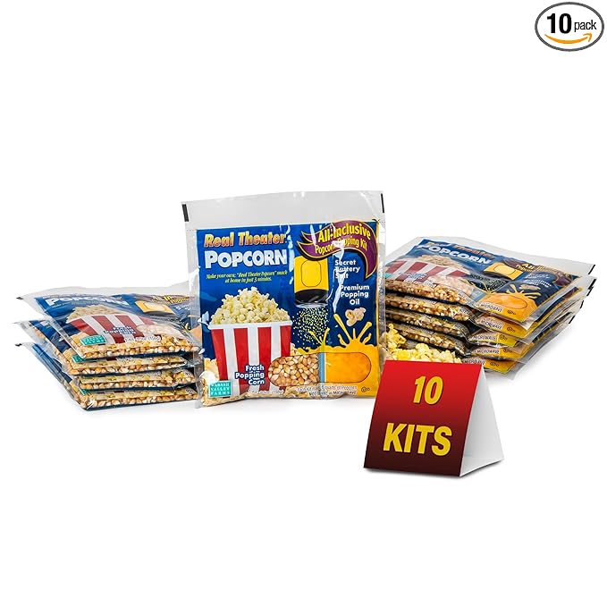 Wabash Valley Farms Theater Popcorn Kits - 10 Pre-Portioned Popcorn Machine Popcorn Packets