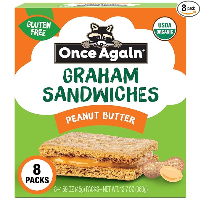 Once Again Peanut Butter Crackers Graham Sandwiches - Gluten Free Graham Crackers with Organic