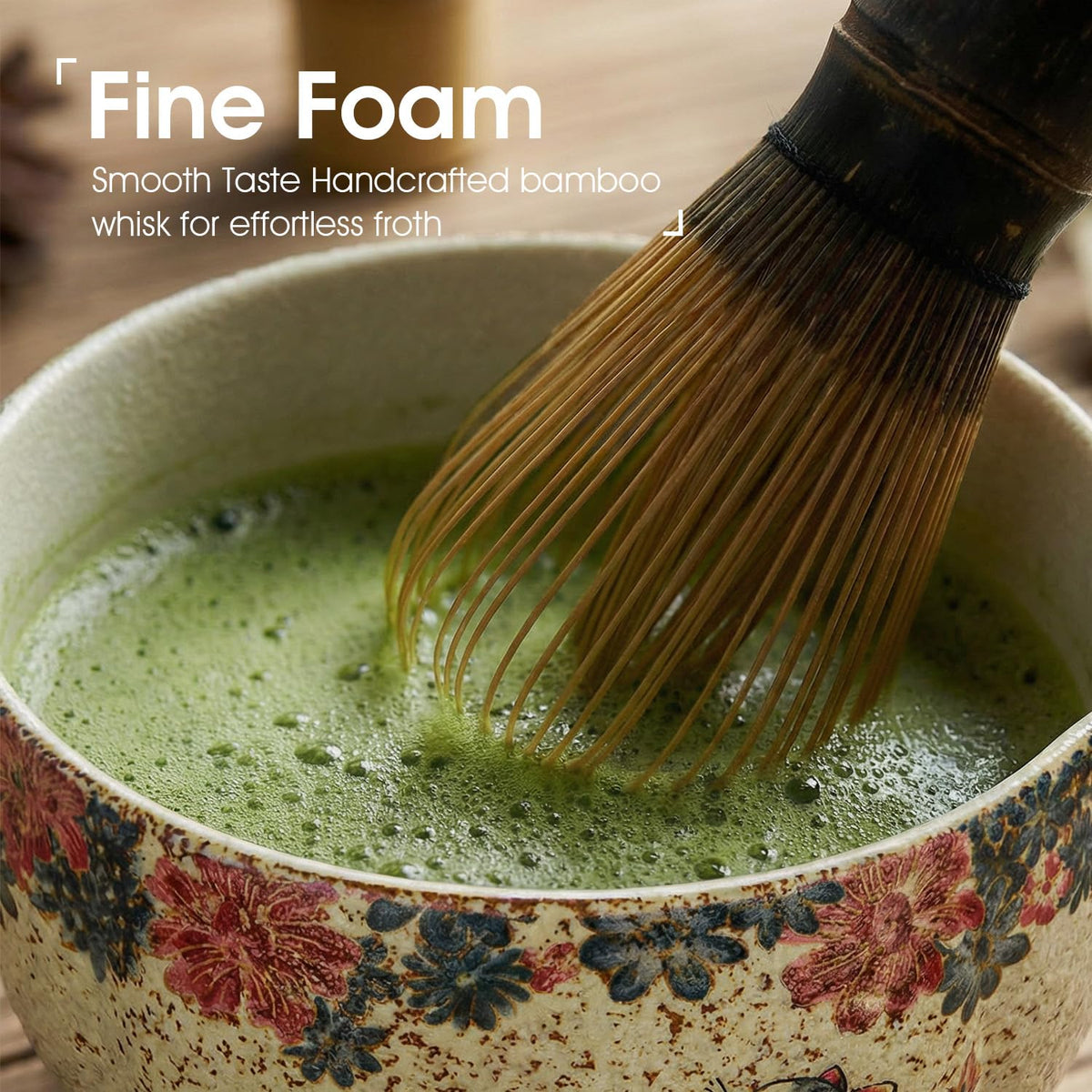 GleeNflux Matcha Set, 7-Piece Matcha Whisk Set with Bowl & 100-Prong Whisk