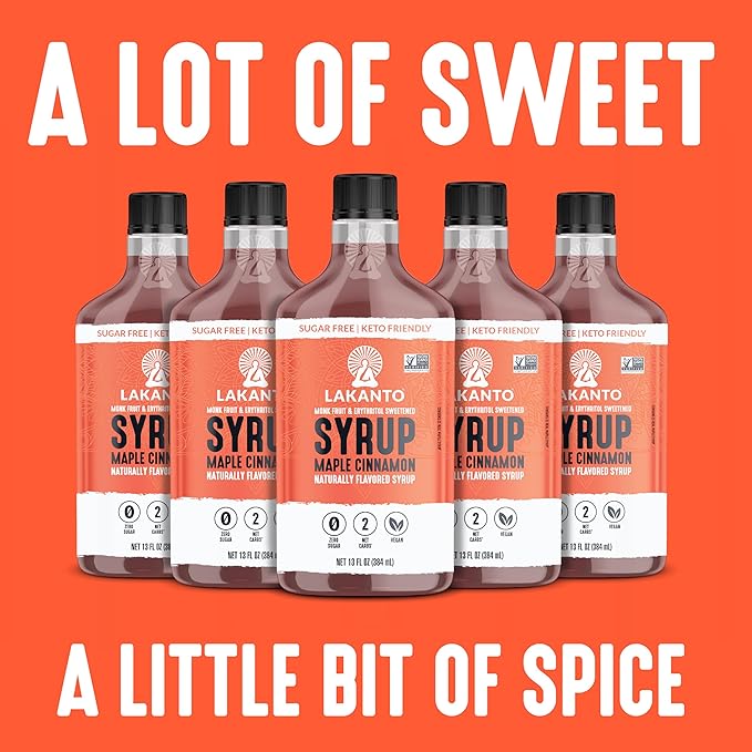 Lakanto Sugar Free Cinnamon Maple Syrup - Monk Fruit Sweetener, Keto Diet Friendly, Vegan, 2g Net