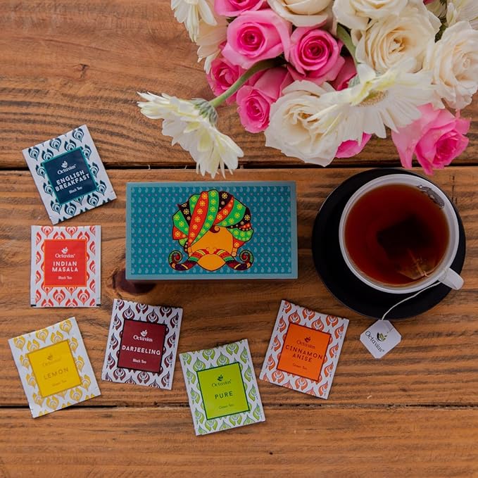 Octavius Urban Print Wooden Tea Sampler Box | Variety Pack Sampler | Perfect For Gifting &