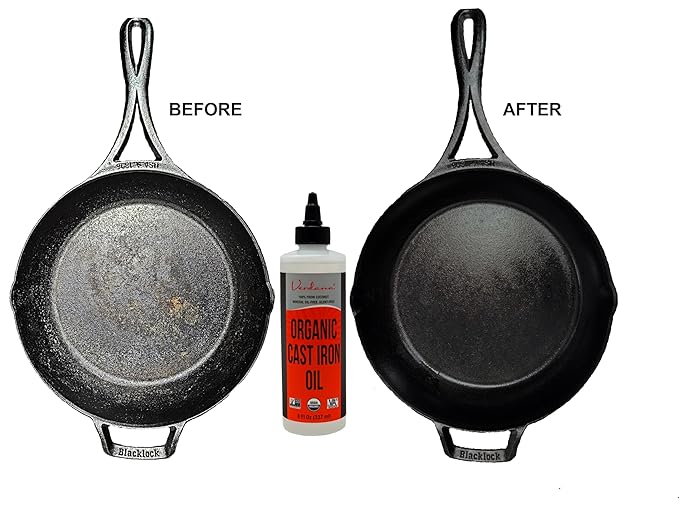Verdana Cast Iron Seasoning Oil – 8 Fl Oz - Organic, Food Grade, Kosher, Non-GMO - Coconut Derived
