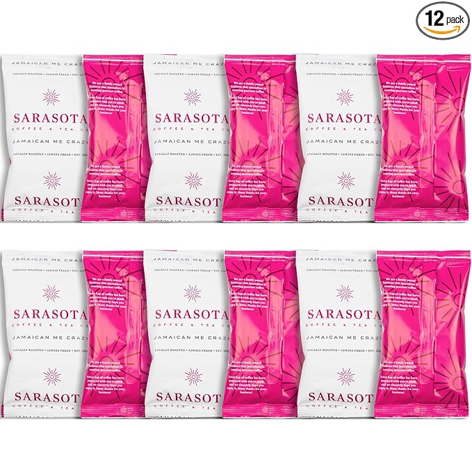 Sarasota Coffee Ground Packets | Gourmet Flavored Medium Roast Grounds Packs | Jamaican Me Crazy |