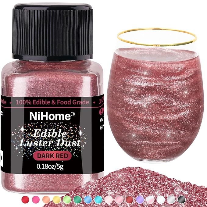 NiHome Edible Food-Grade Glimmer Powder Glitter Luster Dust Metallic Food Decorating Sprinkle