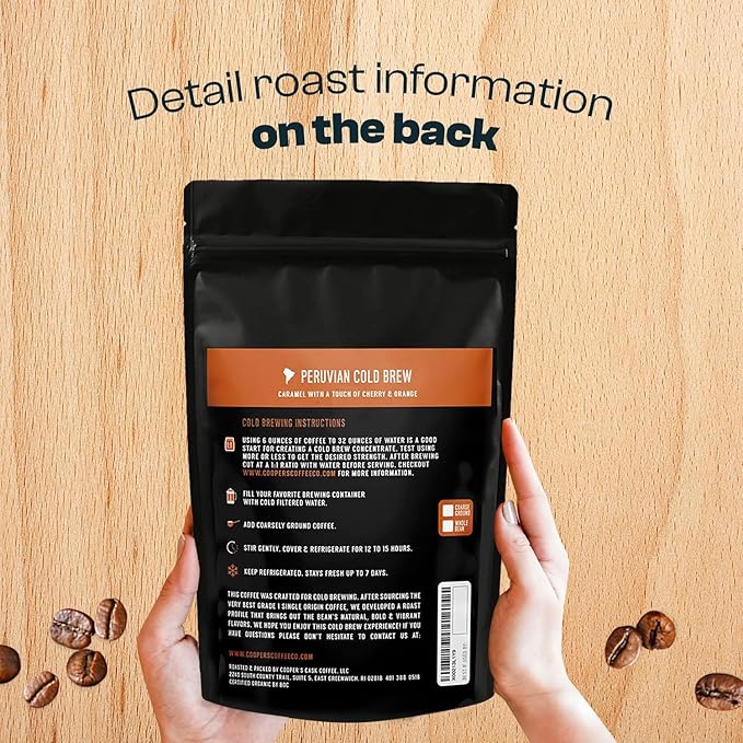 Organic Cold Brew Coffee Peru Reserve Single Origin Peruvian Coarsely Ground - 2 lb. Bag - Medium