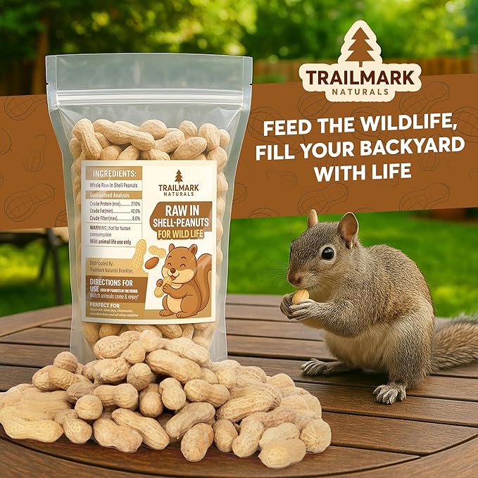 25 LB - Raw Peanuts For Squirrels, Raw In Shell Peanuts For Birds and Wildlife- Squirrel Food, Wild