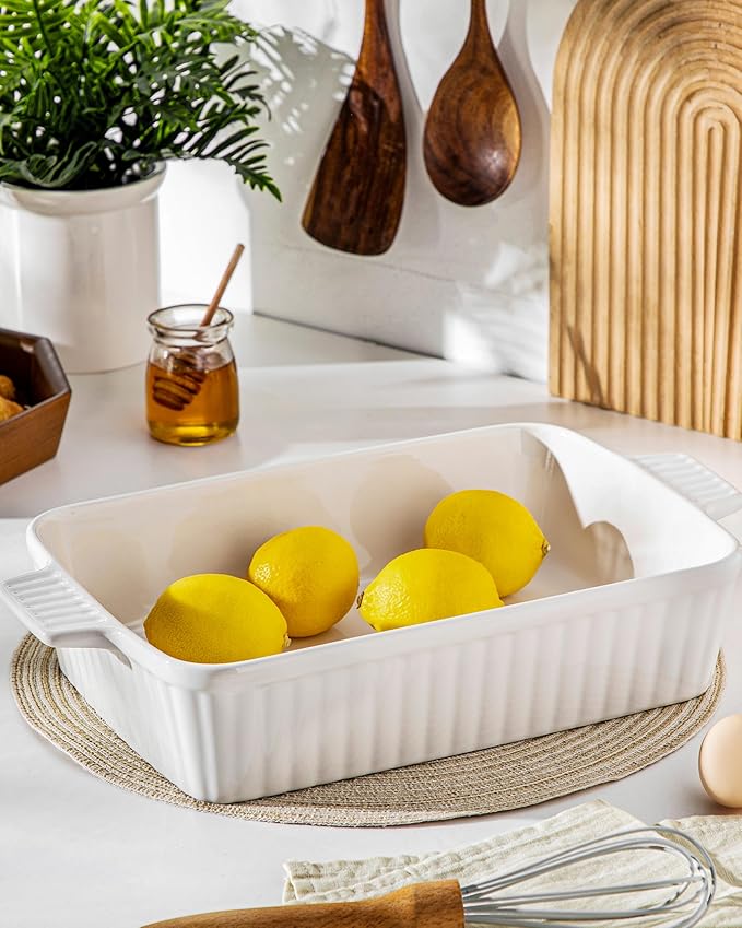 MALACASA 4.4 QT Baking Dish, 9x13 Large Casserole Dish for Oven, Ceramic Baking Pan, Rectangular