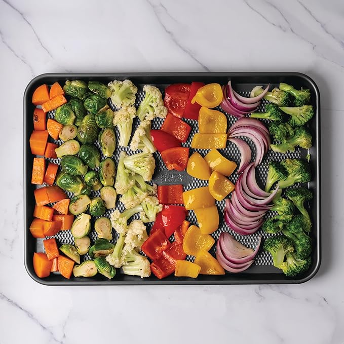Baker's Secret Baking Sheet Pan Set, 3x Cookie Sheets for Oven, Diamond Texture Premium Air Flow