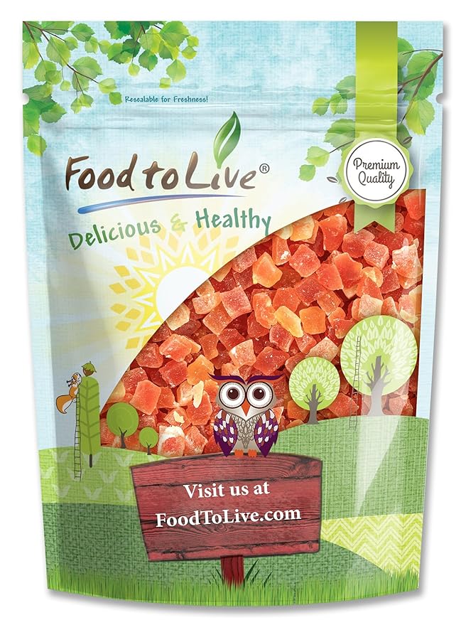 Food to Live Dried Diced Papaya, 5 Pounds Kosher, Vegan, Sweetened, Unsulfured, Bulk