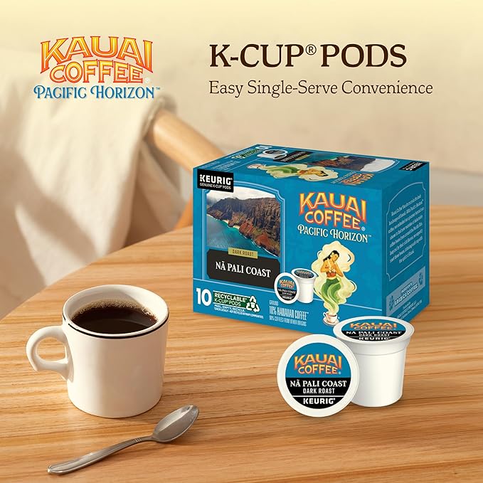 Kauai Coffee K-Cup Pods for Keurig Brewers – Arabica Coffee, 10% Hawaiian – Medium Roast, Rich