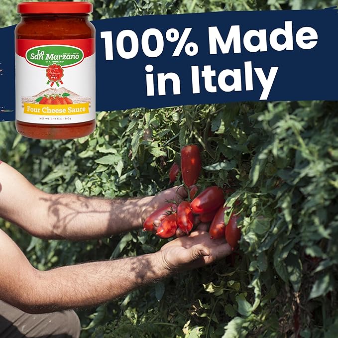 La San Marzano Four Cheese Sauce, 13 oz, Pasta Sauce Made in Italy, All Purpose Tomato Premium
