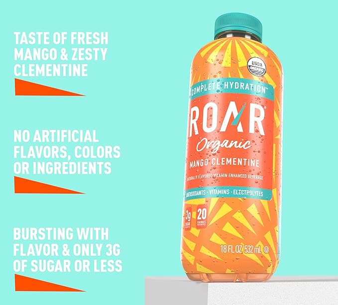 Roar Organic Electrolyte Infusions - USDA Organic - Mango Clementine - with Antioxidants, B