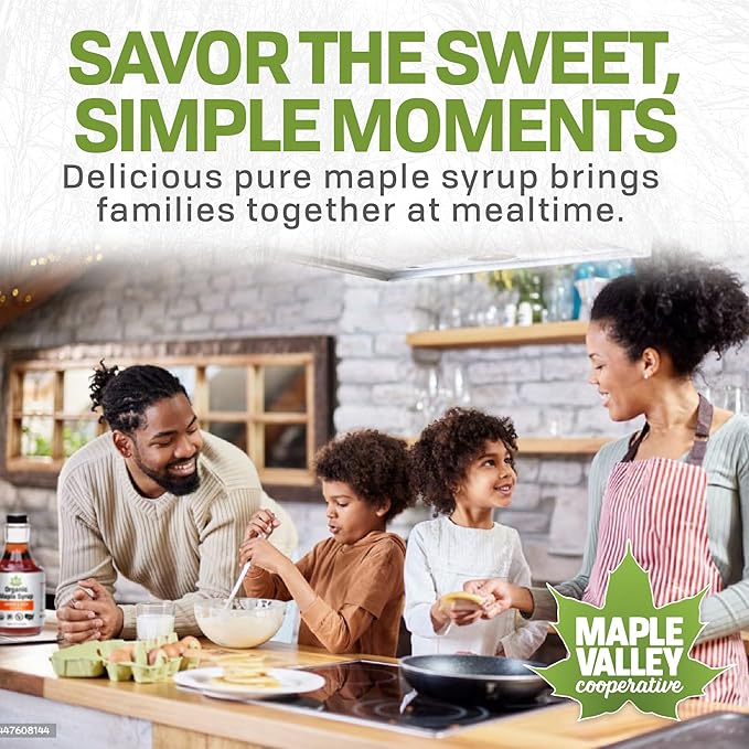 Maple Valley Organic Pure Maple Syrup, Amber & Rich, Better Than Pancake Syrup, Use for Coffee or