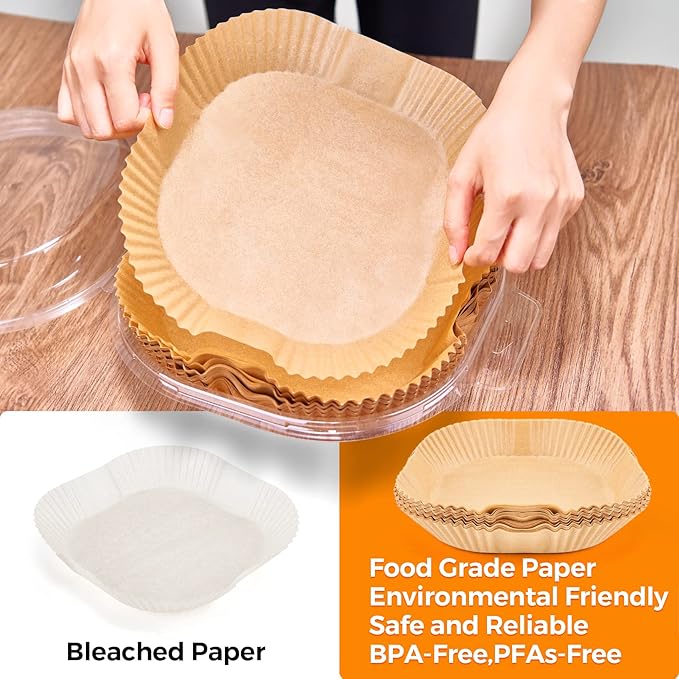 Air Fryer Paper Liners, 200pcs Air Fryer Liners Disposable, 6.3" Square Baking Liner for 2-4 qt