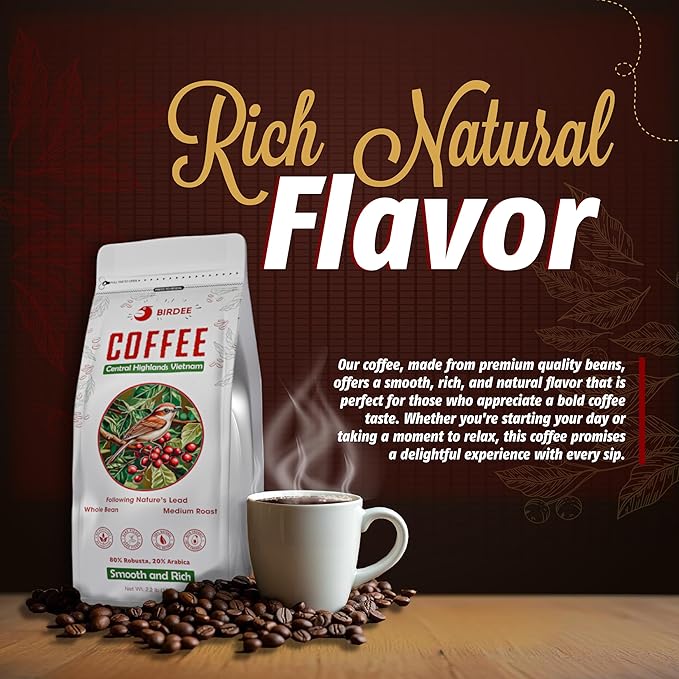 Birdee Vietnamese Coffee ??2.2 LB, Medium Roast Whole Bean, Arabica and Robusta Blend, Hand-Picked