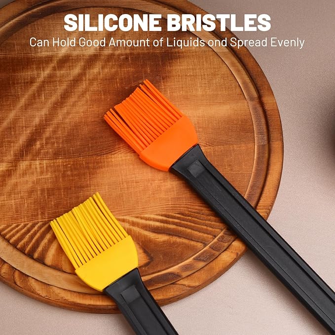 AmoreAngel CRAFTS 14 Inch Two Tone Silicone Basting Brush, Grill Brush with Non Slip Grip Long