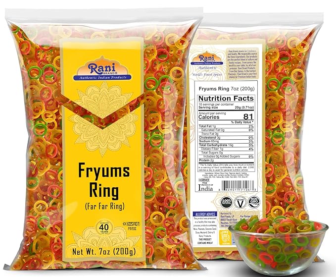 Rani Far Far / Fryums (Wheat & Tapioca Pellet) Ring Shape 7oz (200g) ~ Vegan, Kosher, Uncooked