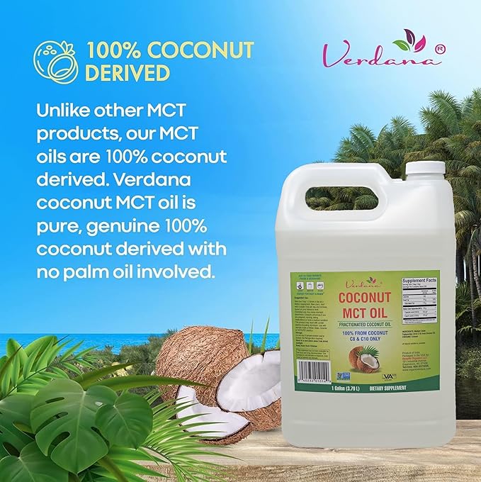 Verdana MCT Oil, Fractionated, 100% from Coconut - 1 Gallon - Kosher Food Grade, Vegan, Non-GMO