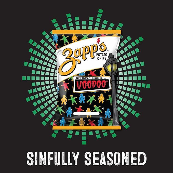 Zapp's New Orleans Voodoo Potato Chips, 42 Count - Crunchy, Gluten Free Snack with Salt, Vinegar