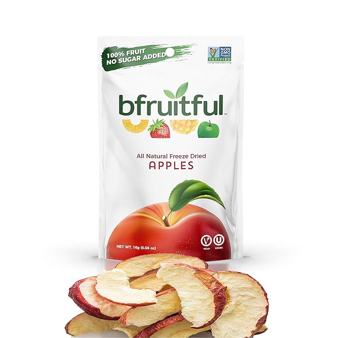 bfruitful Freeze-Dried Apple, Freeze Dried Fresh Fruit Bites, Gluten Free, Vegan, Dairy Free