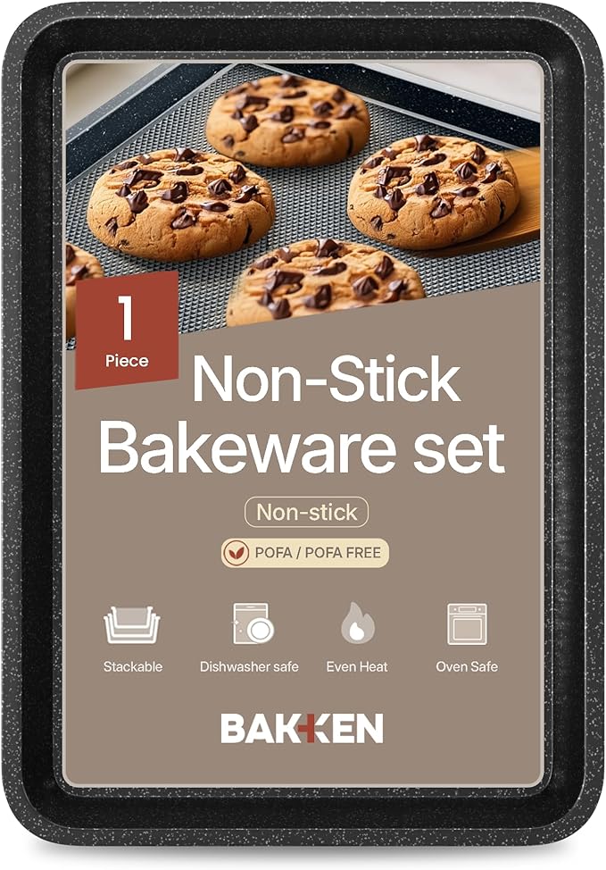 BAKKEN Kitchen Baking Pans - Nonstick Gray Coating, 13.58’’ × 9.65’’ Commercial Grade Carbon Steel