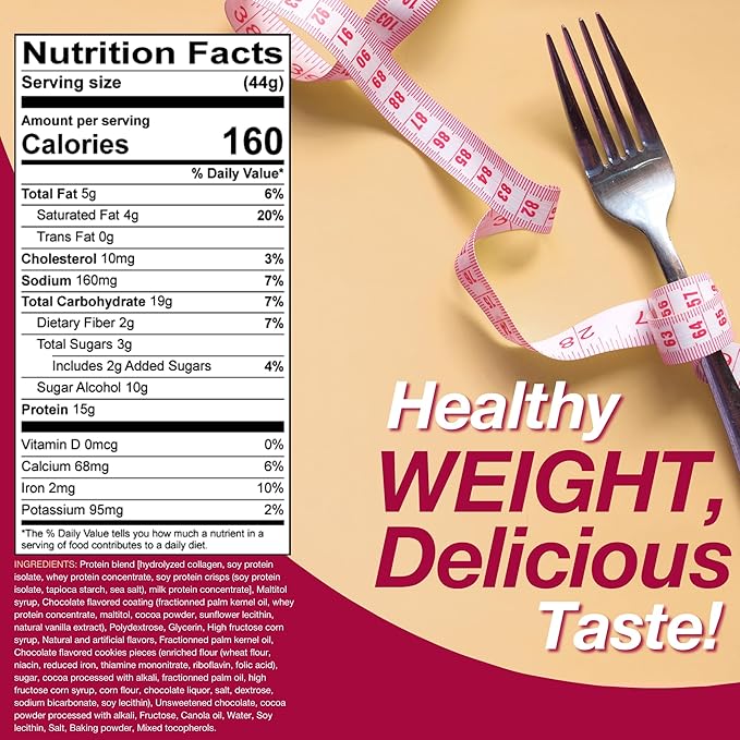 ProtiDIET Cookies and Cream High Protein Bar - 15g Protein - No Trans Fat Meal Replacement Bars