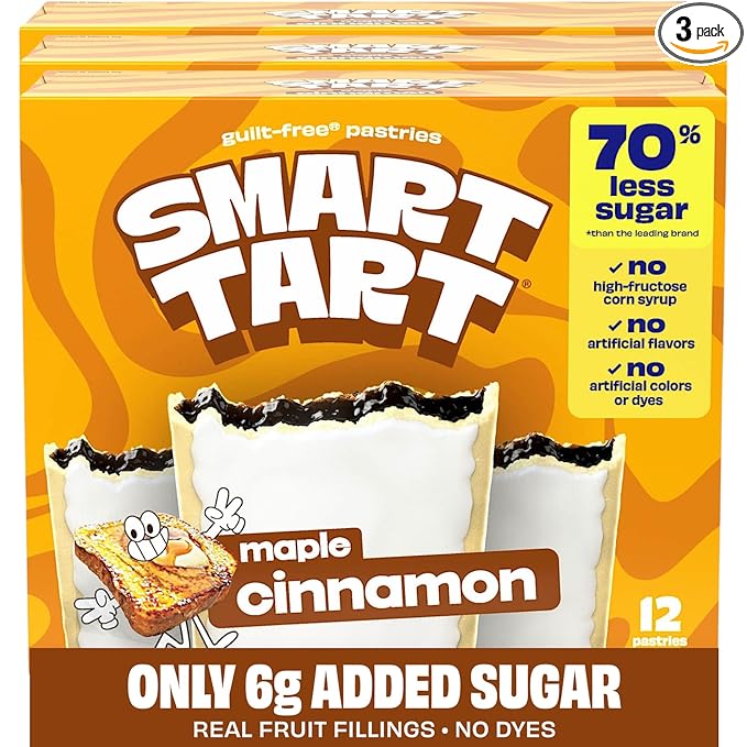 Smart Tart Toaster Pastries Maple Cinnamon - Low Sugar Snacks, Healthy Breakfast Pastry, On the Go