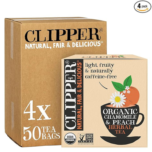 Clipper Tea Chamomile & Peach Teabags ??USDA Organic, Great Hot or Iced ??Natural, Fair & Delicious