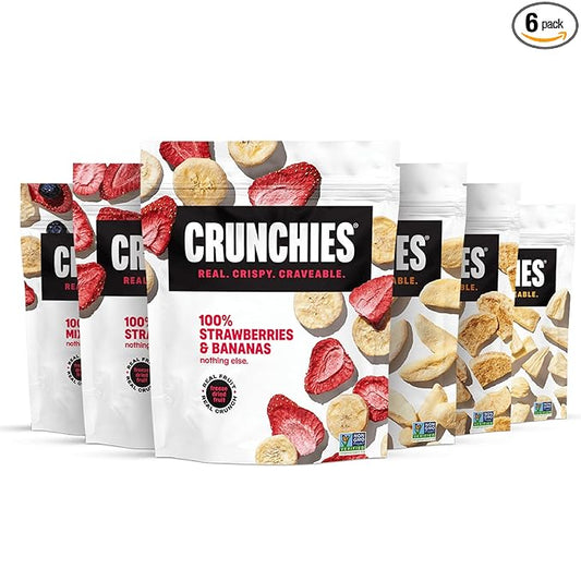 Crunchies Freeze-Dried Fruits, 100% All Natural Crispy Fruit, Non GMO and Kosher, Resealable Freeze
