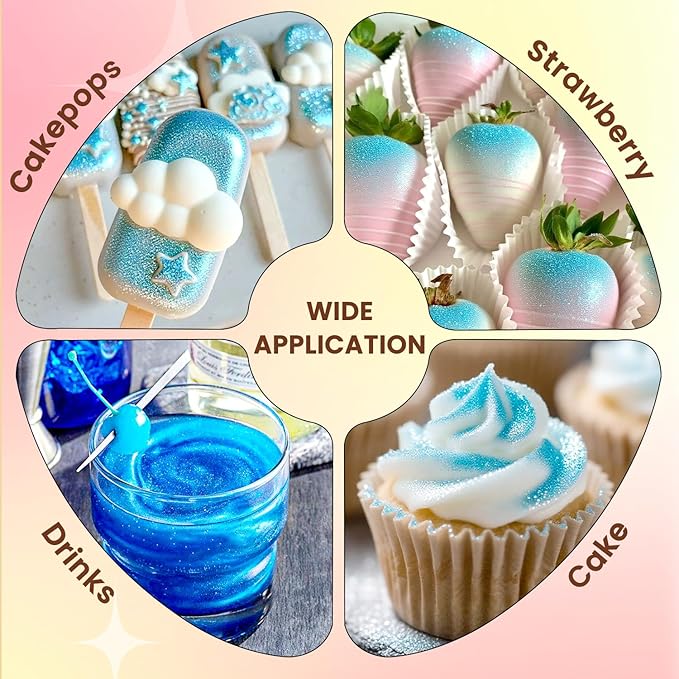 Shimmer Blue Edible Glitter Spray, 5g Edible Glitter for Cocktails, Drinks, Cake Decorating, Edible