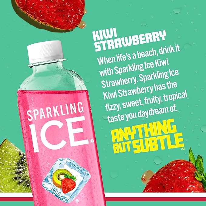 Sparkling Ice, Kiwi Strawberry Sparkling Water, Zero Sugar Flavored Water, with Antioxidants and