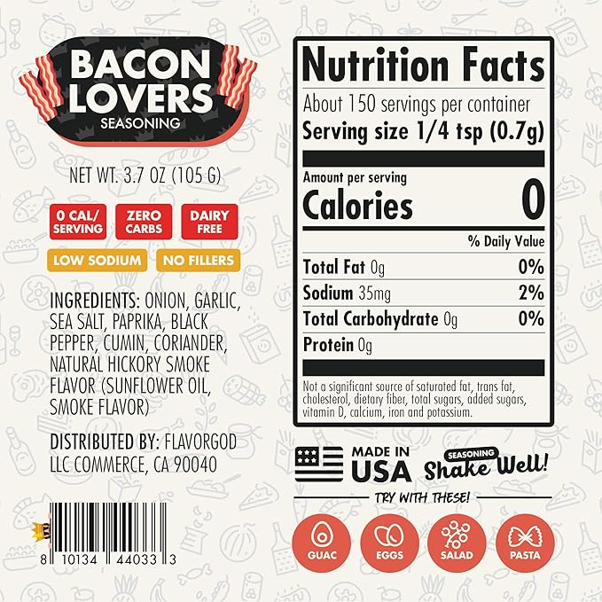 Bacon Lovers Seasoning Mix by Flavor God - Premium All Natural & Healthy Spice Blend for Beef