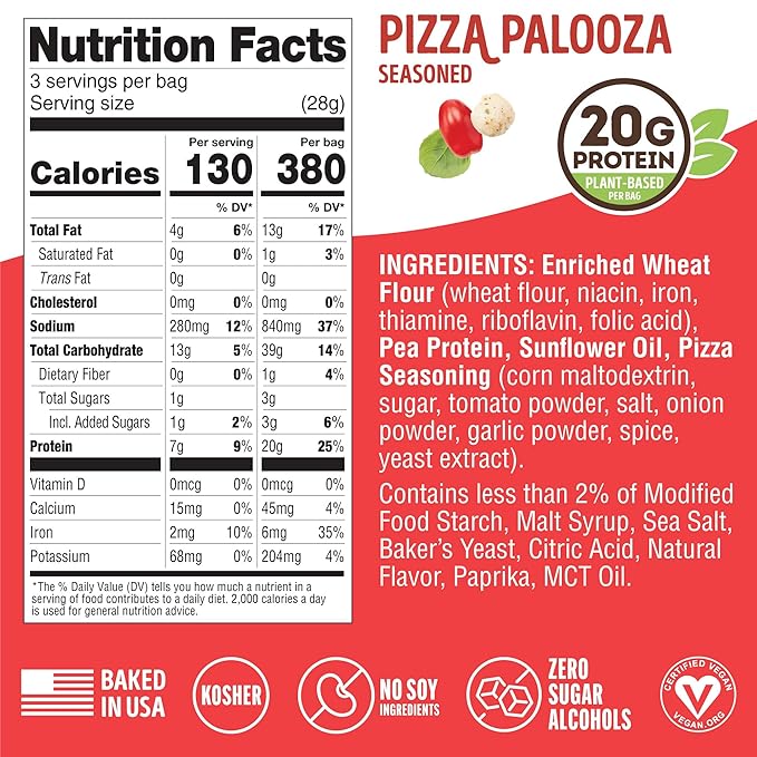 Lenny & Larry's Pizza Palooza FITZELS- Savory Pretzel Snacks Incredibly Tasty High Protein, Salty