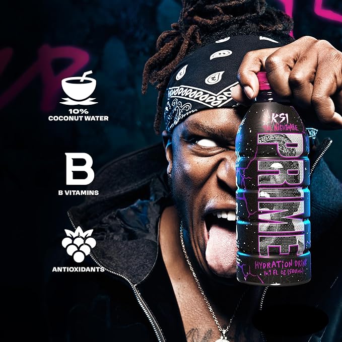 PRIME Hydration KSI THE NIGHTMARE, Sports Drinks, Electrolyte Enhanced to Replenish Fluids, 250mg