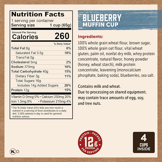 Kodiak Cakes Minute Muffin Cup Variety Pack - 100% Whole Grains, Double Dark Chocolate, Blueberry &
