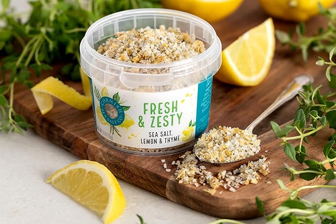 Cornish Sea Salt Fresh & Zesty Seasoning| Sea Salt Flakes w. Lemon & Thyme | Hand-Harvested in
