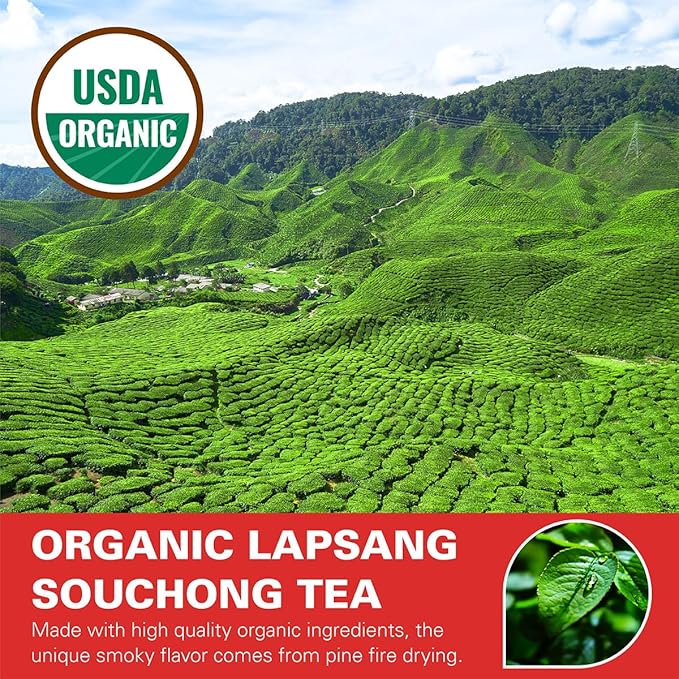 WT WEETEE Organic Lapsang Souchong Tea Bags, Organic Smoky Black Tea 100 Count, Natural Caffeine &