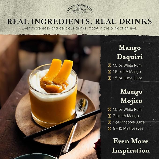 Liquid Alchemist Mango Syrup for Drinks - Real Ingredients Make our Mango Puree for Cocktails the