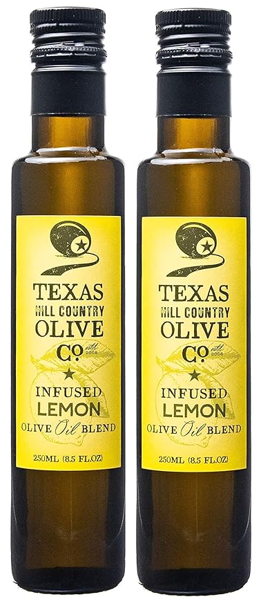 Texas Hill Country Olive Co Lemon Infused Olive Oil - Cold Pressed Gourmet EVOO Olive Oil - Great