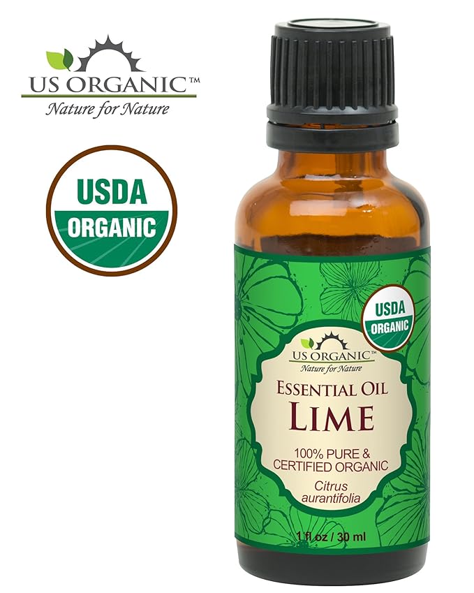 US Organic Lime Essential Oil - Certified Organic, Steam Distilled - W/Euro droppers (More Size