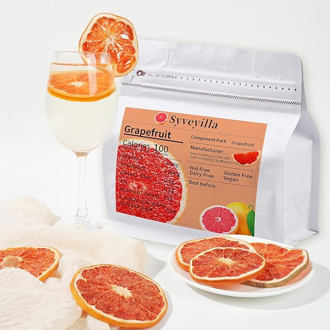 Dried Grapefruit Slices,Dehydrated Grapefruit Slices 8.82oz/250g Perfect for Cocktails,Fruit Tea